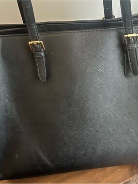 Classic Black Saffiano Tote Bag with Gold Hardware